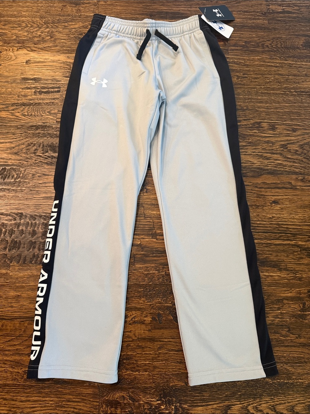 NWT Under Armour Light Gray Joggers with Black Side Panels